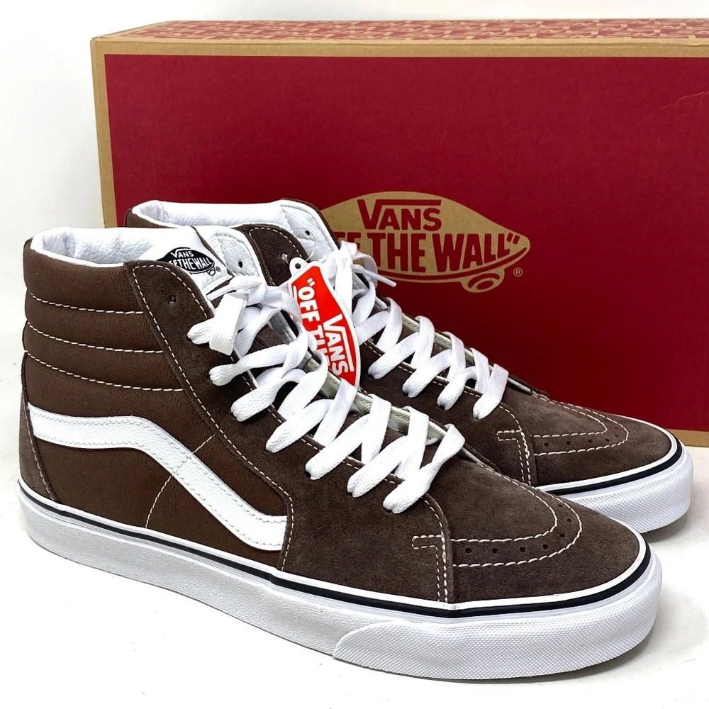 VANS Sk8-Hi Casual Shoe Suede Canvas Skate Sneaker Brown White Women VN0A5JMJ8EE - Picture 2 of 10